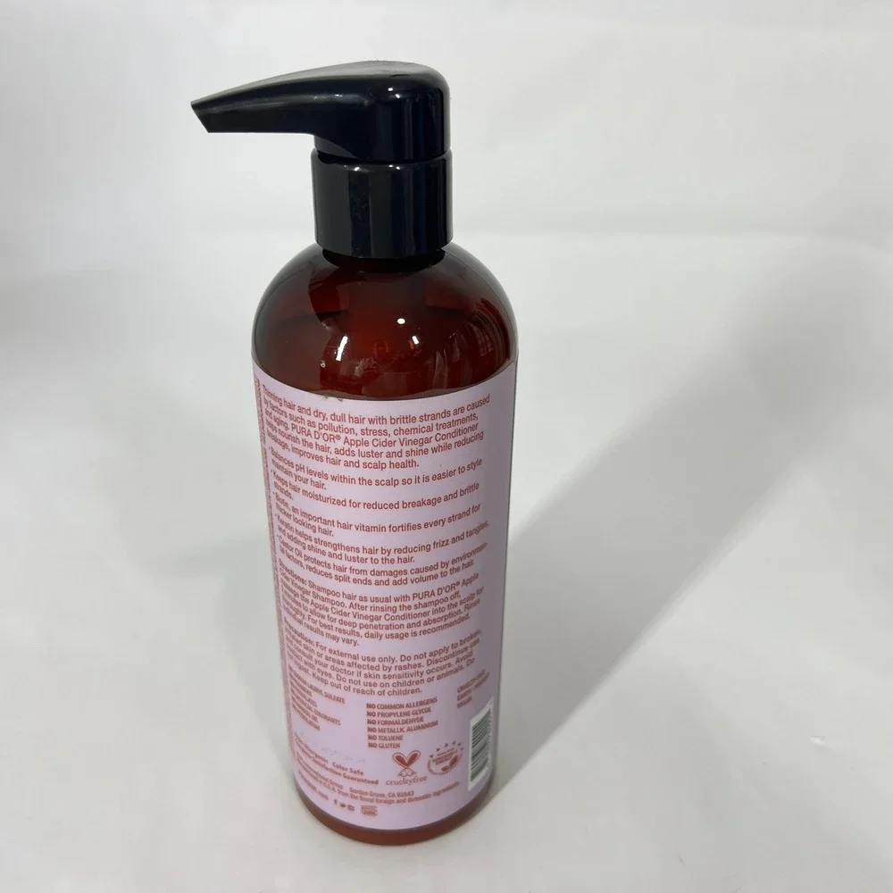 Pura D'or Apple‎ Cider Vinegar Shampoo & Conditioner Set 16 fl oz Sulfate-Free,